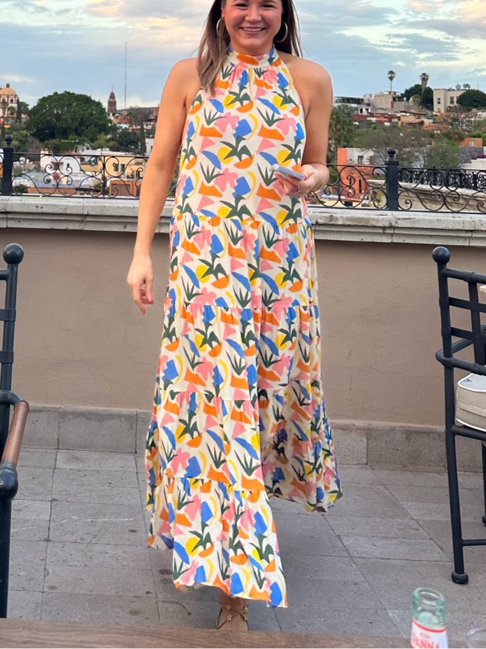 Floral Halter Tiered Maxi Skirt in Multicolor